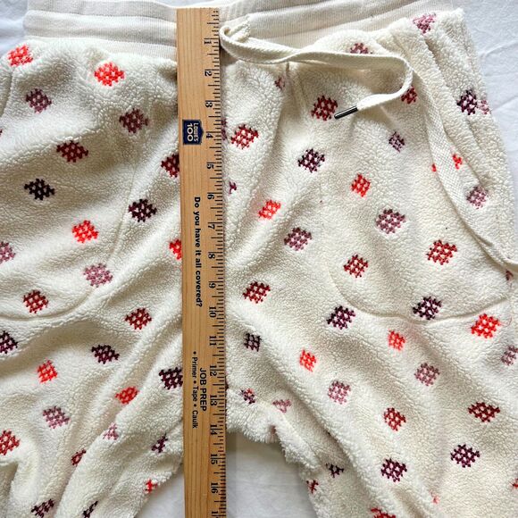 Anthropologie Daily Practice Ivory Lounge Fleece Jogger Pants Embroidered Size M - Picture 9 of 11